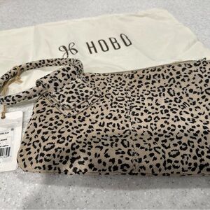 Genuine Leather Hobo Mini Leopard Wristlet